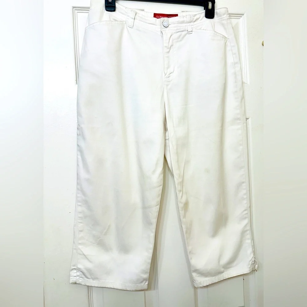 Gloria Vanderbilt White Capris Cotton Stretch Blend Size 8